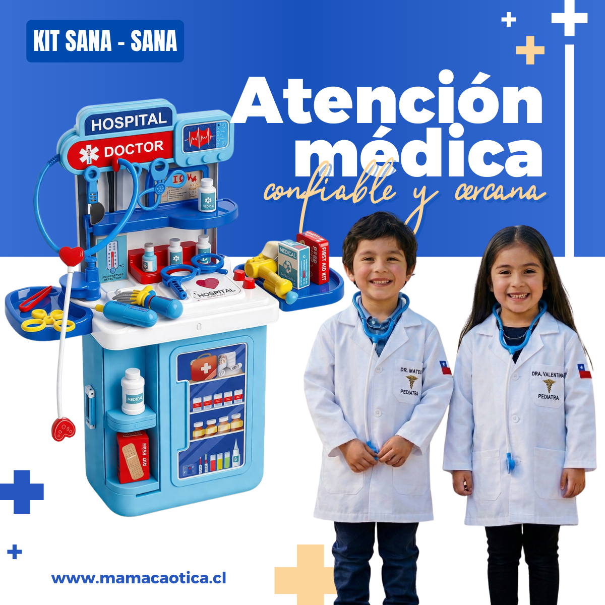 Juguete Doctor Niños Maleta 4 en 1 con Ruedas — 3 a 7 años