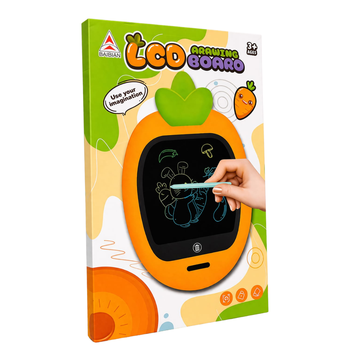 Pizarra LCD Infantil Zanahoria Sin Pantallas — 3 a 8 años