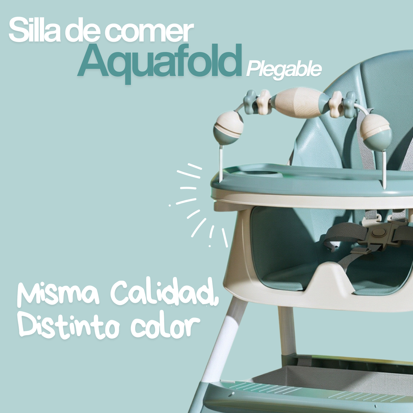 Silla de Comer Bebé Plegable con Ruedas Rosada — 6 a 36 meses