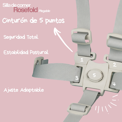 Silla de Comer Bebé Plegable con Ruedas Rosada — 6 a 36 meses