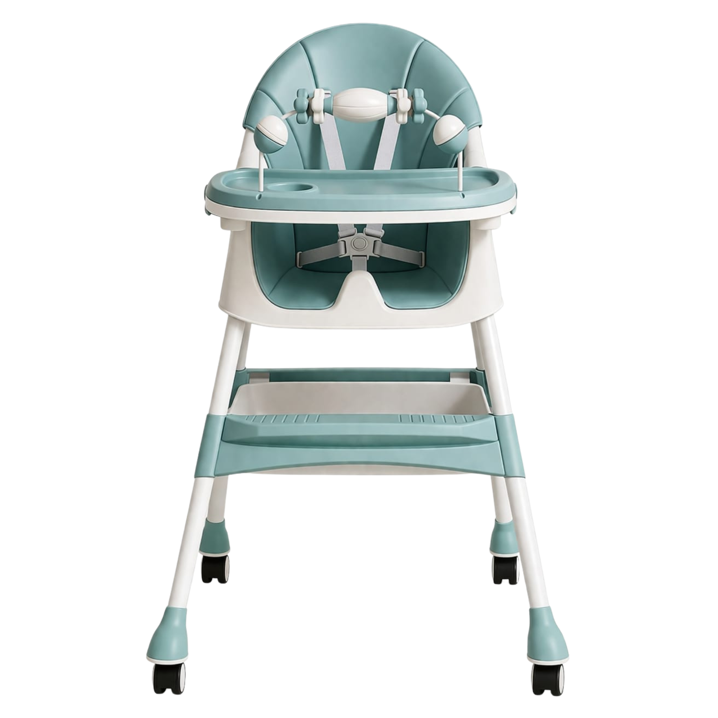 Silla de Comer Bebé Plegable con Ruedas Aqua — 6 a 36 meses