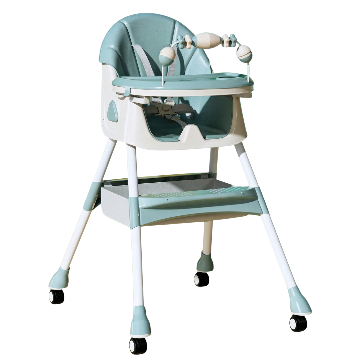 Silla de Comer Bebé Plegable con Ruedas Aqua — 6 a 36 meses