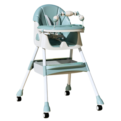 Silla de Comer Bebé Plegable con Ruedas Aqua — 6 a 36 meses