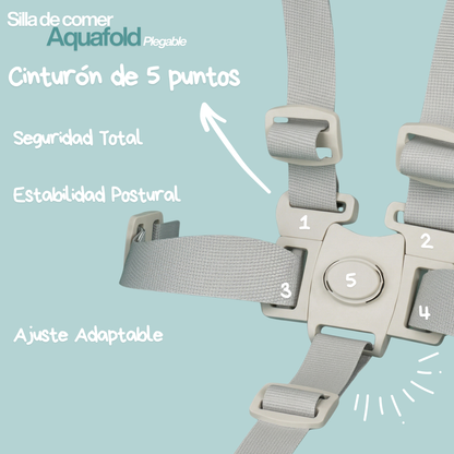 Silla de Comer Bebé Plegable con Ruedas Aqua — 6 a 36 meses