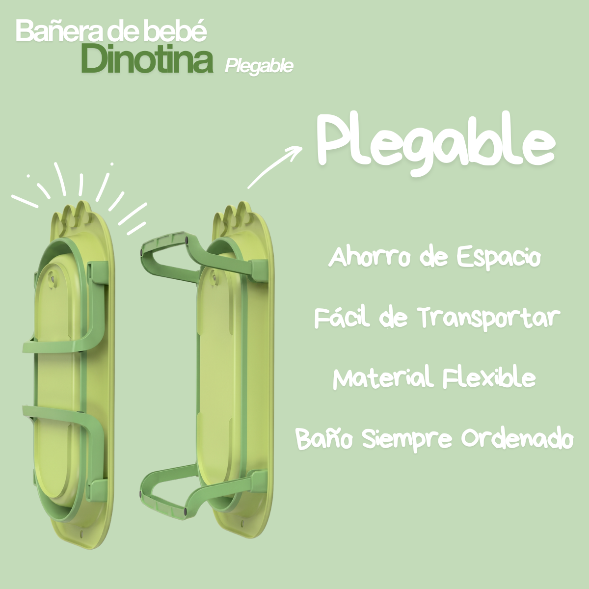 Tina de Baño Bebé Plegable Compacta y Segura — 0 a 36 meses
