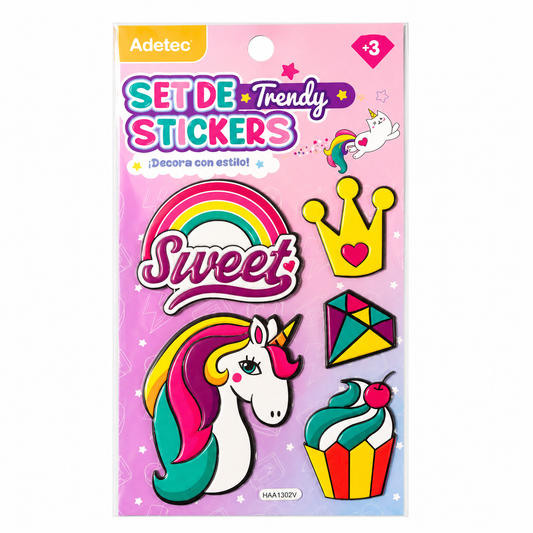 Stickers Unicornio, Arcoíris y Dulces